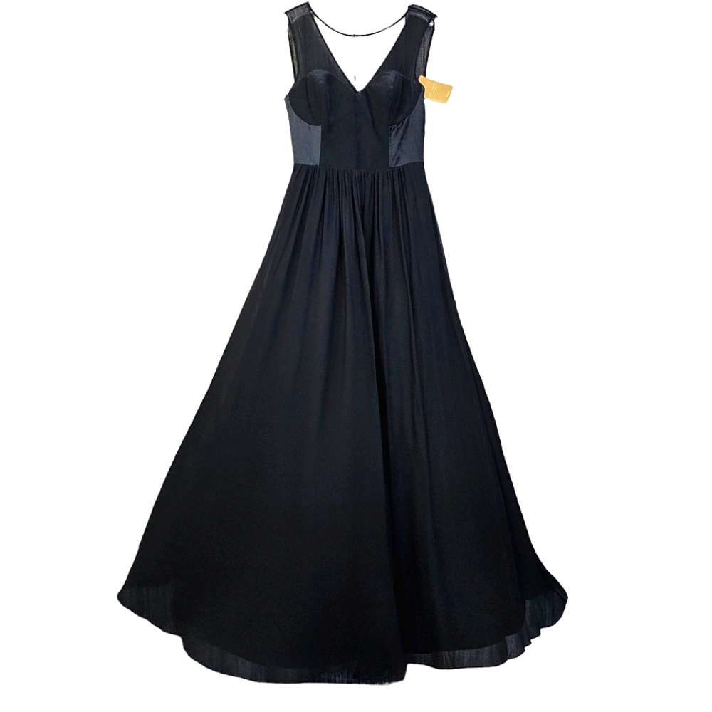 Nwt Ted Baker London Matte Black V Neckline Langley Ballgown